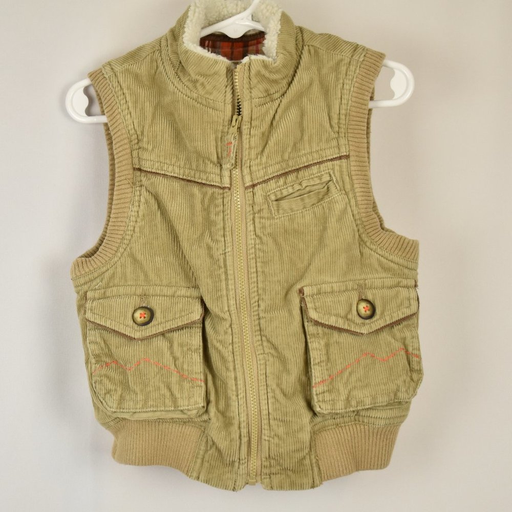 Genuine Kids from Oshkosh Toddler 18M Orange Plaid Corduroy Zip Up Jacket Vest